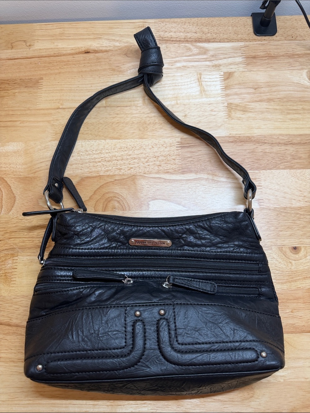 Stone Mountain Black Crossbody Shoulder Bag